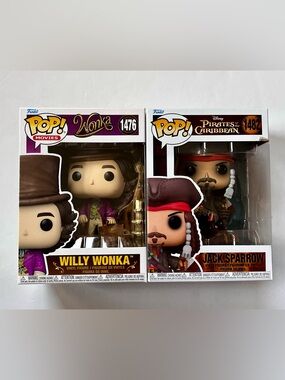Funko Pop Willy Wonka and Captain Jack Sparrow
